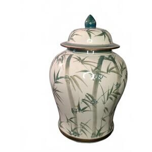 Vintage Ceramic Ginger Jar with Bamboo Design